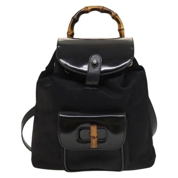 Gucci Bamboo Black Nylon Backpack Bag (Pre-Owned) - Picture 1 of 16
